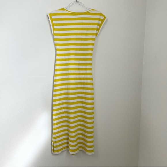 LOFT Striped Tie Waist V-Neck Yellow Midi Dress Size XS - Picture 7 of 12